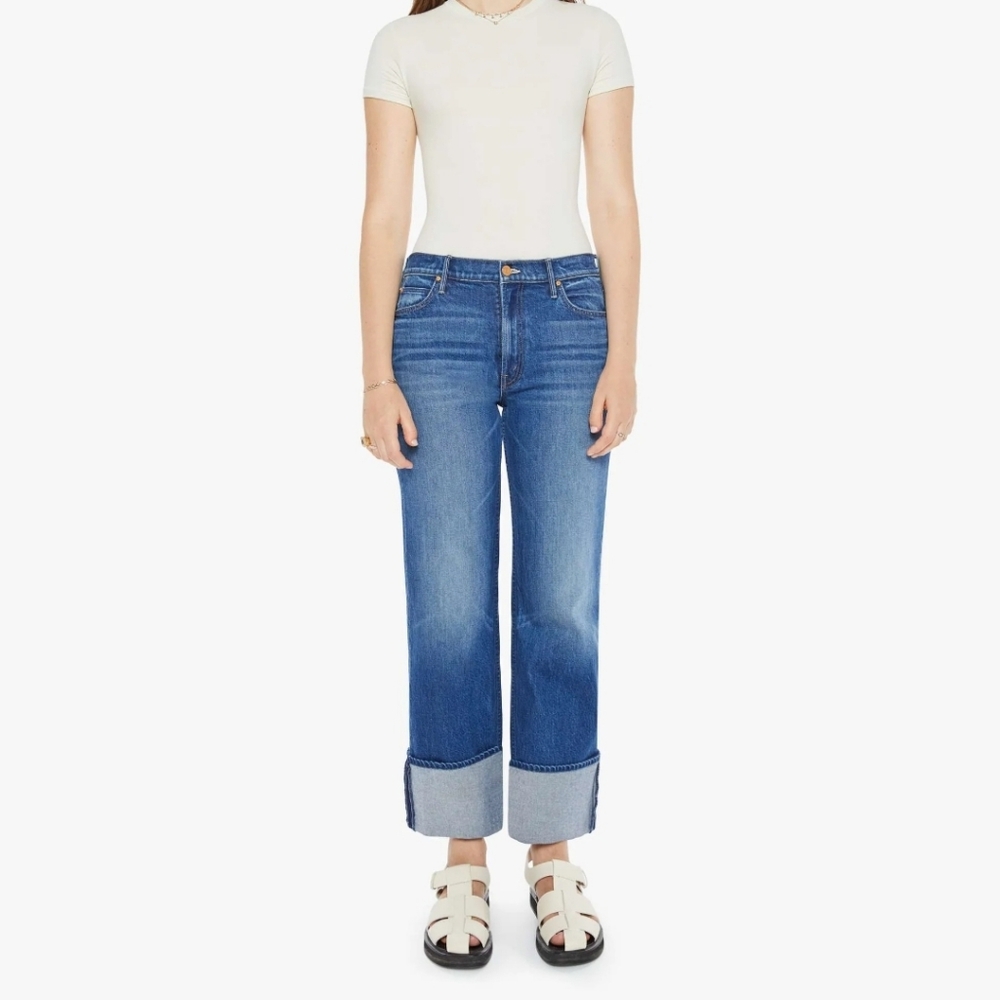 MOTHER Blue Ankle Cropped Jeans